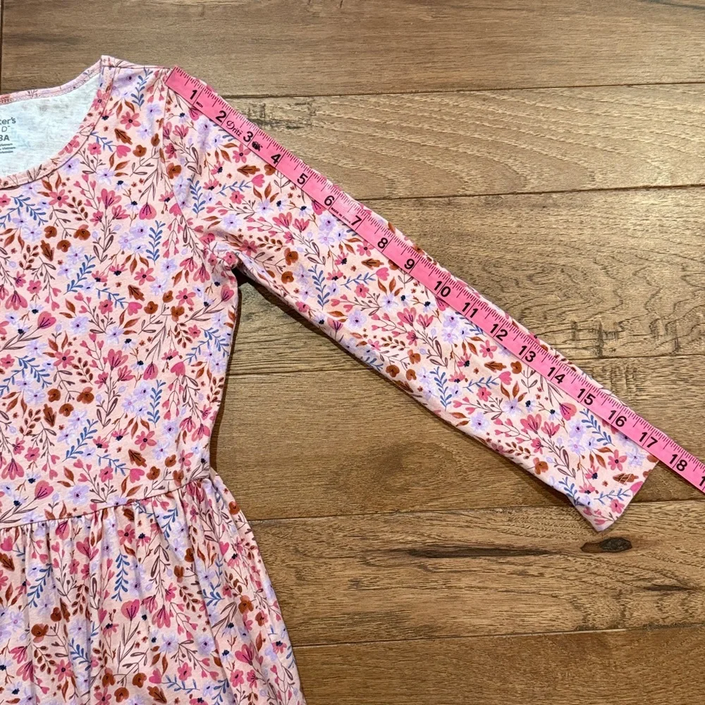 Carter’s KID Girls Pink Multi-colored Floral Long-Sleeve Dress - Size 8/8A
